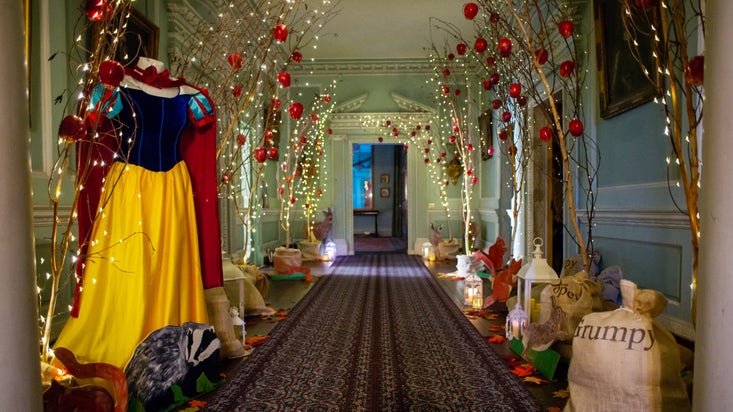 The landing area at Ormesby Hall decorated to the theme of Snow White